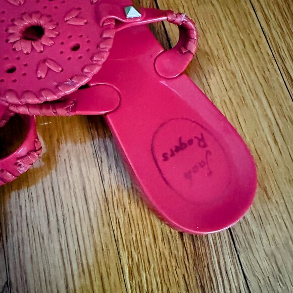 Jack Rogers Georgia Jelly Sandals Flip Flops Bright Pink/Coral - Picture 3 of 3